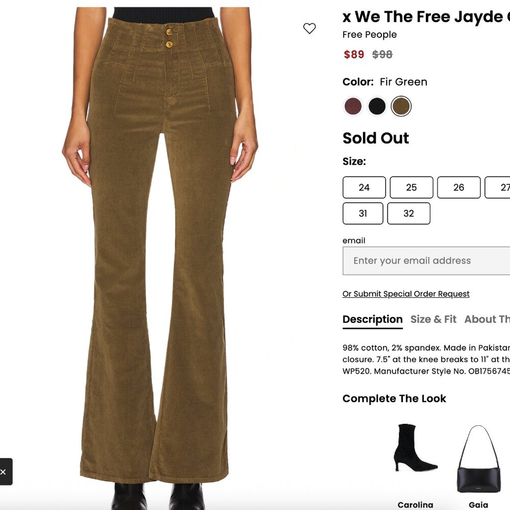 We The Free Green Corduroy Pants